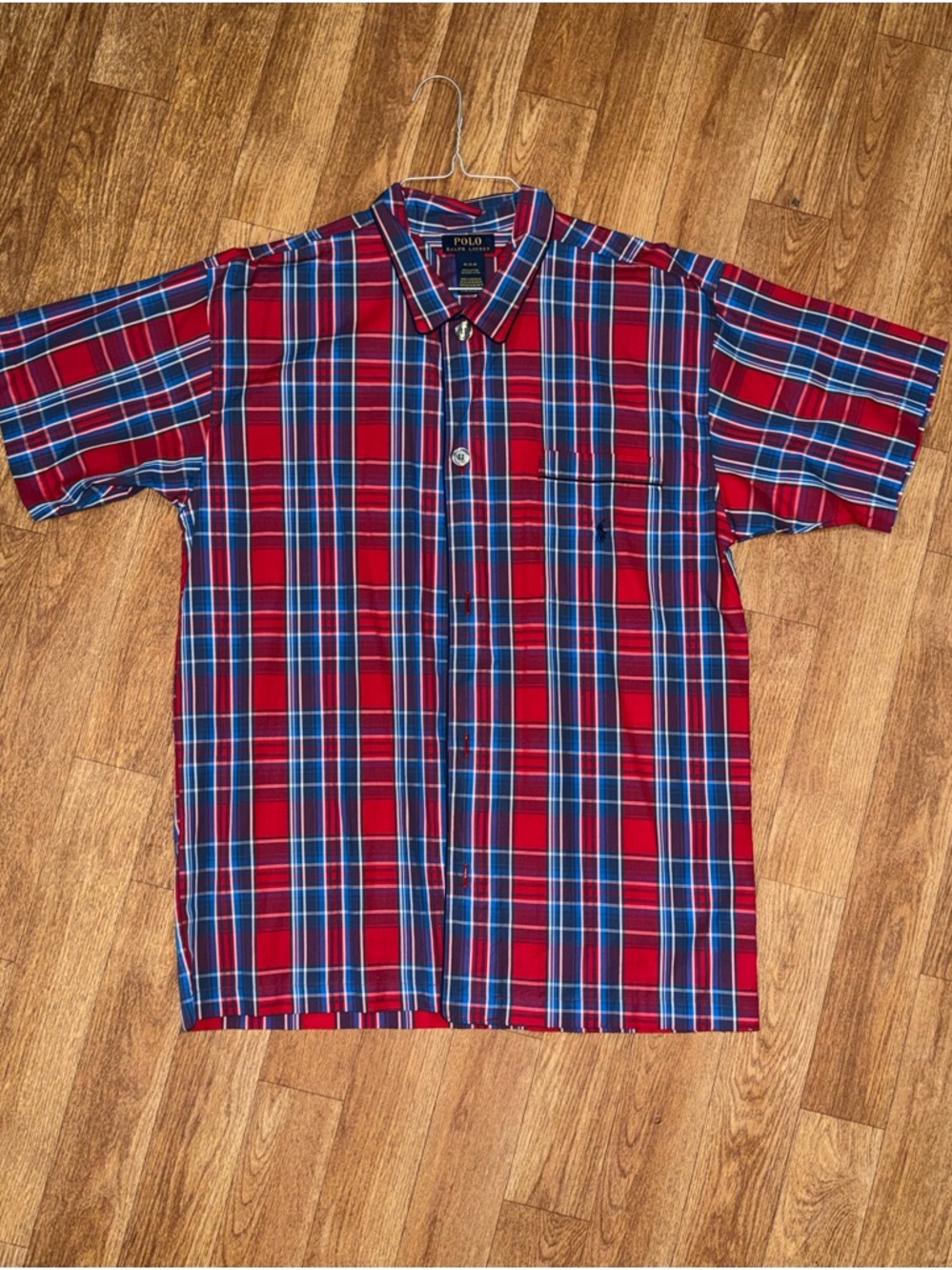 Polo by Ralph Lauren Red and Blue Plaid Short-Sleeve Button-Up Shirt